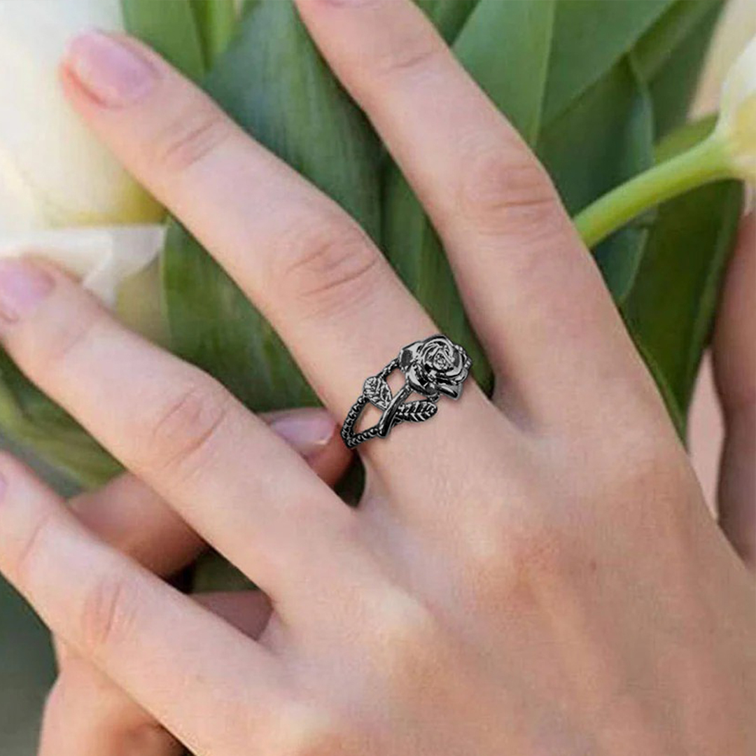 Strong As Fuck Black Rose Double Open Ring