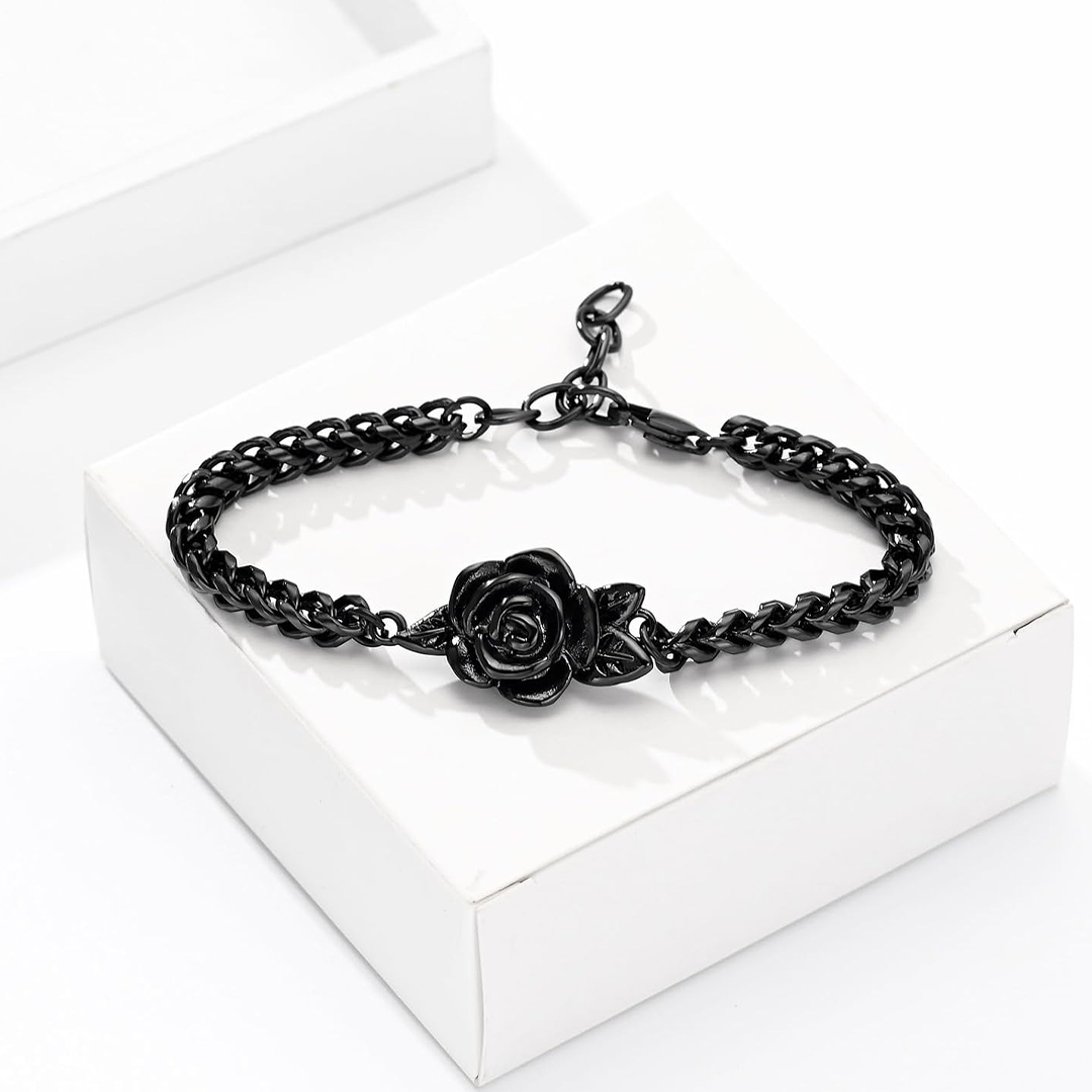 Black rose stands for survival Ashes Bracelet