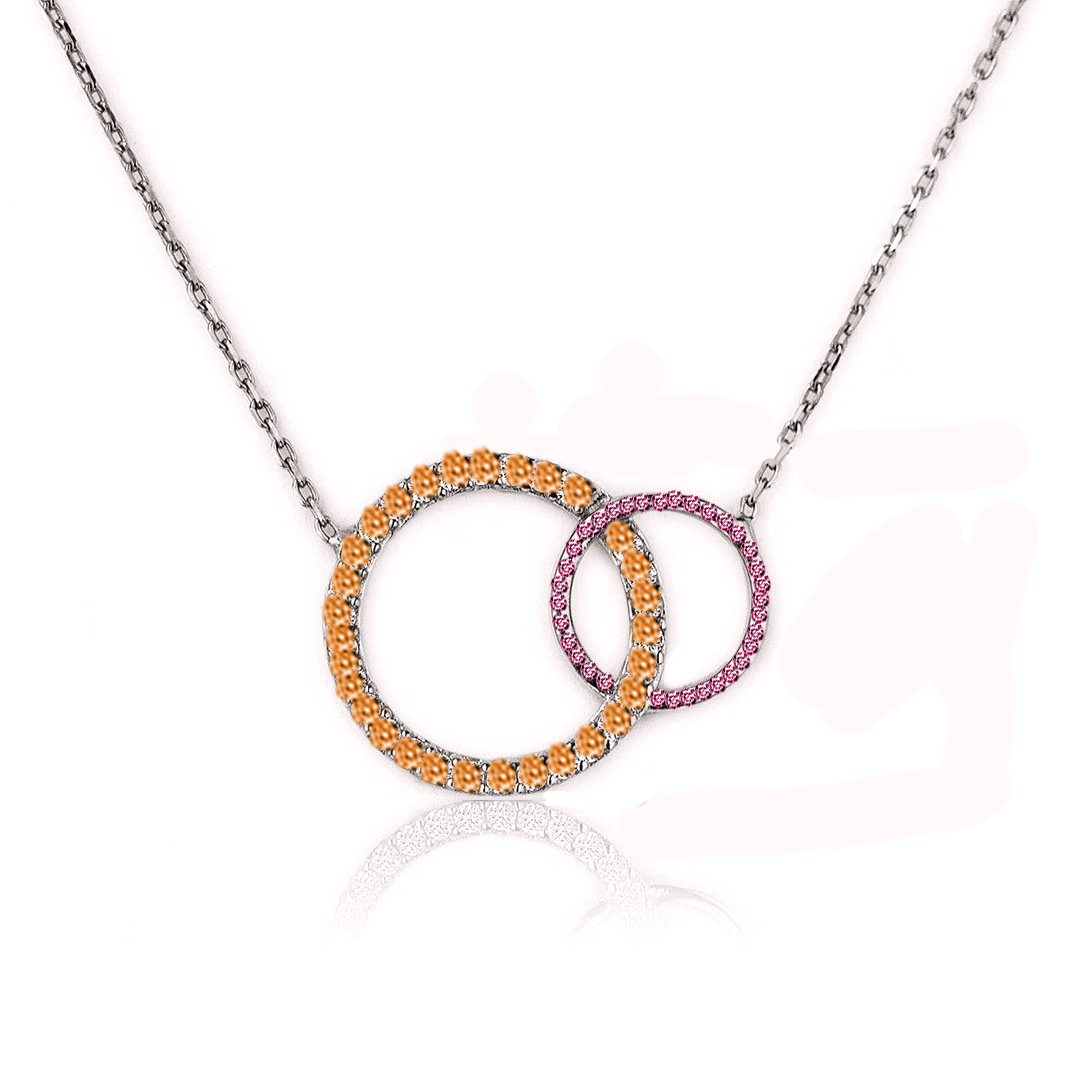 For Mother/Daughter - Customized Birthstones Interlocking Necklace