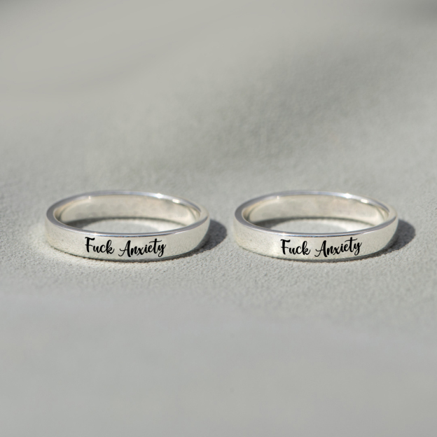 S925 Fuck Anxiety Circle Ring