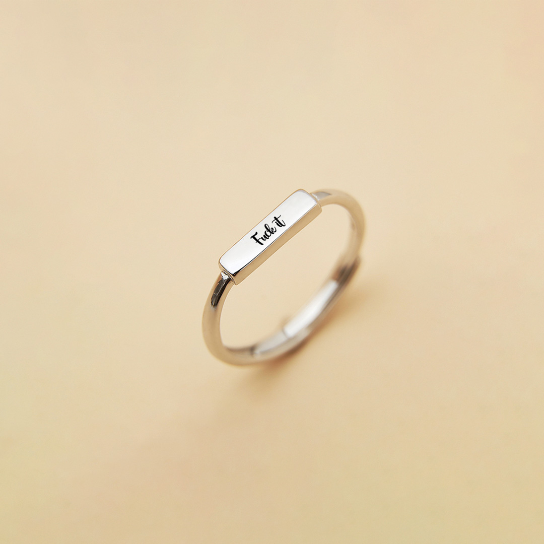 Fuck It Silver Bar Open Ring