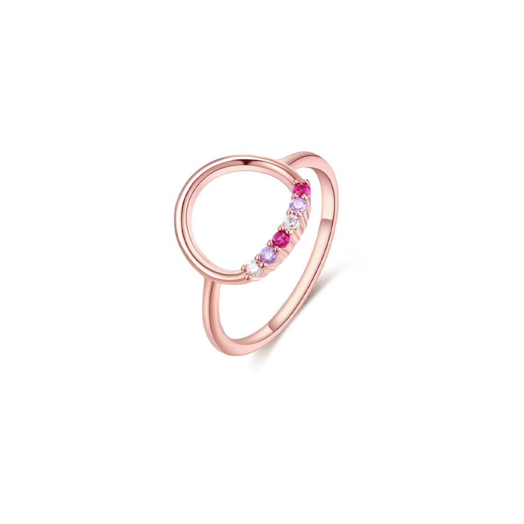For Mom Grandma- Personalized 1-10 Family Birthstones Reunion Circle Women Ring 