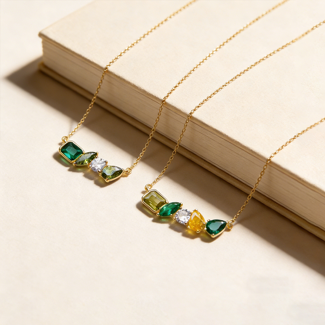 For Grandma Personalized Love Custom 5 Birthstone Family Necklace