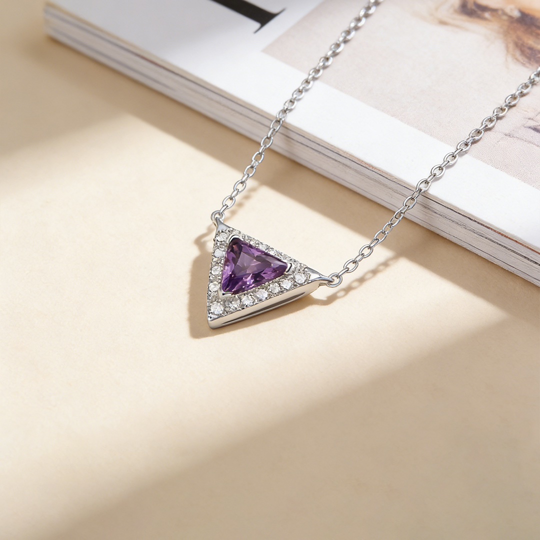 For Friend -S925 Badass Tribe Amethyst Triangle Necklace