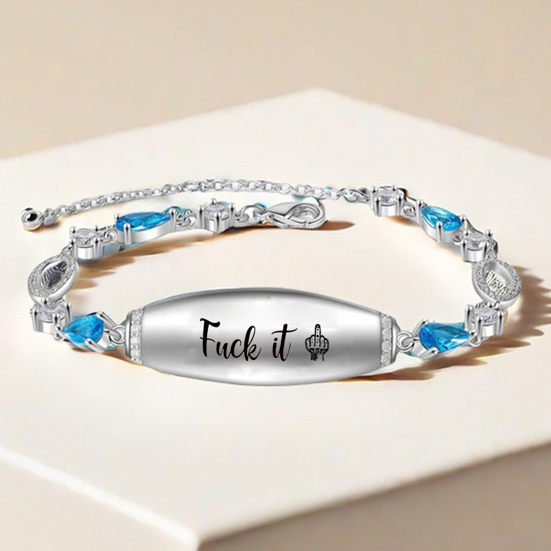 Fuck It Engraved Blue Diamond Bracelet