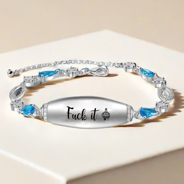 Fuck It Engraved Blue Diamond Bracelet