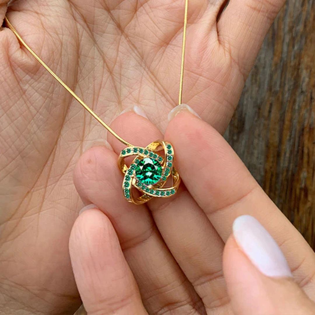Irish Celtic Knot Emerald Necklace