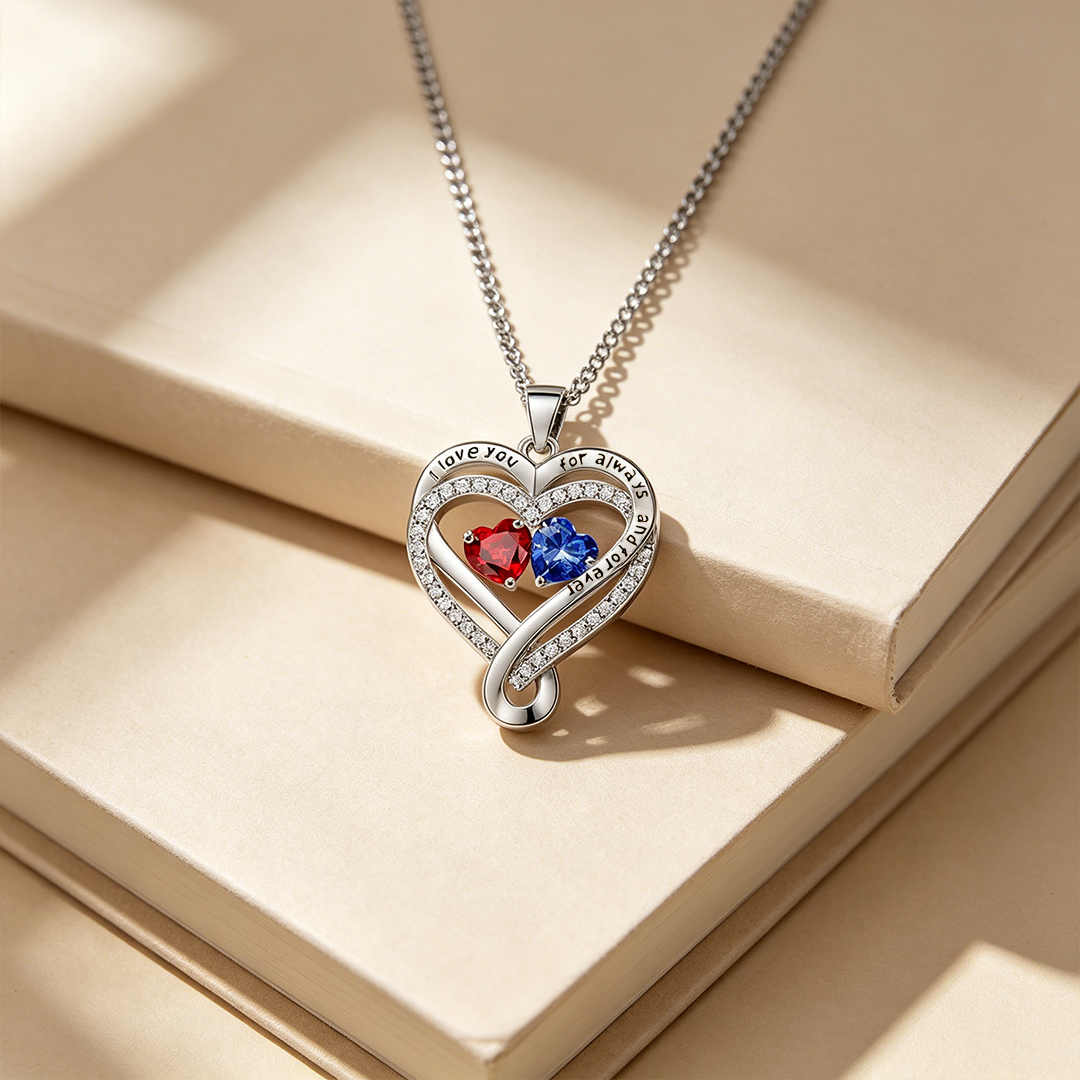 For Wife - How Special You're To Me Double Customized Birthstones & Hearts Diamond Necklace