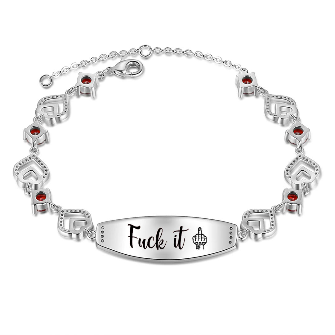 Fuck It Heart Red Circle Diamond Bracelet