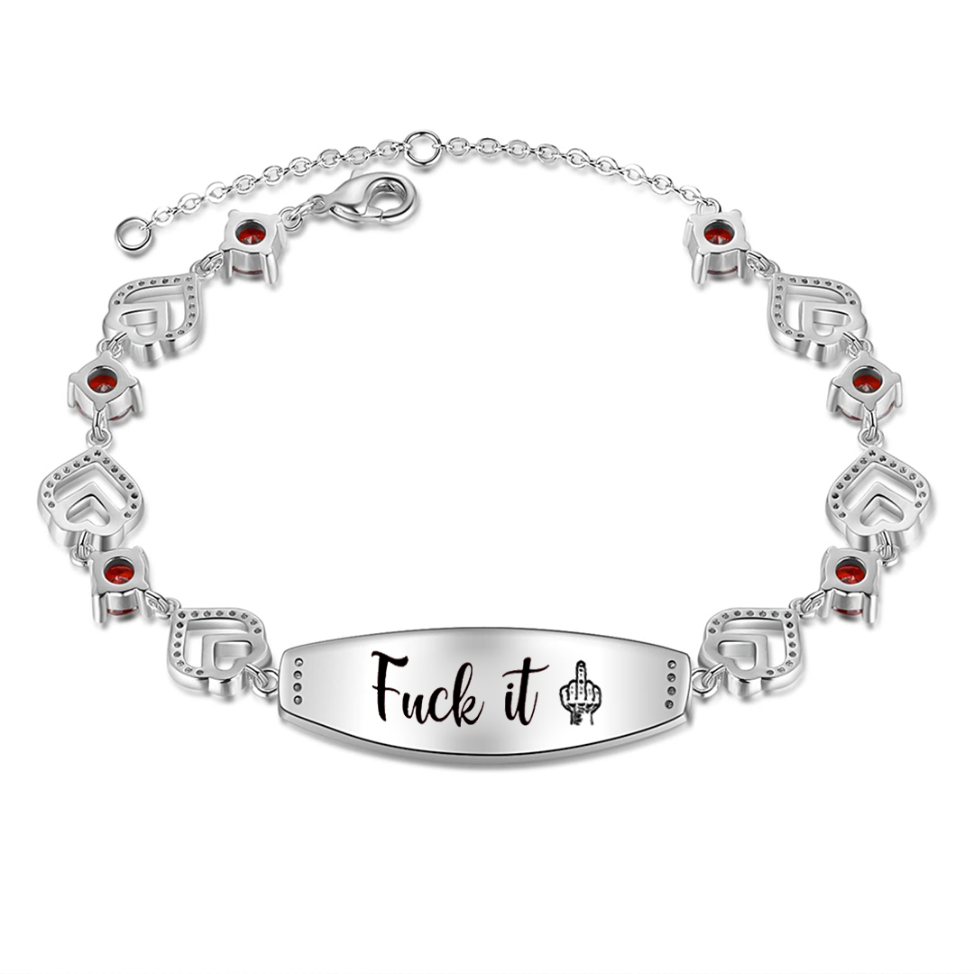 Fuck It Heart Red Circle Diamond Bracelet