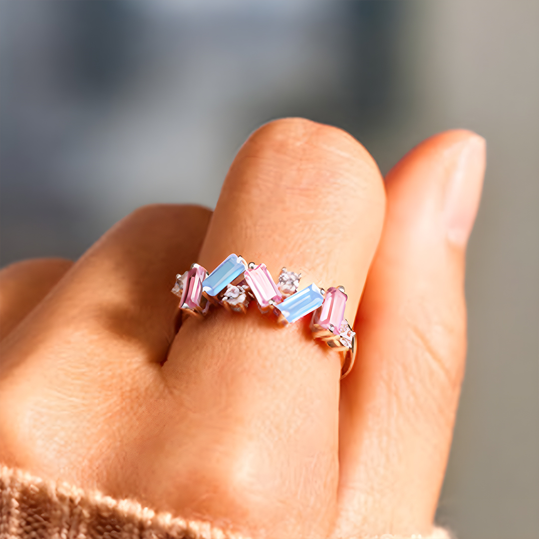 For Memorial - Mama Of An Angel Pink&Blue Broken Ring