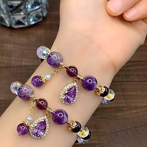 Amethyst Drop Beaded Bracelet
