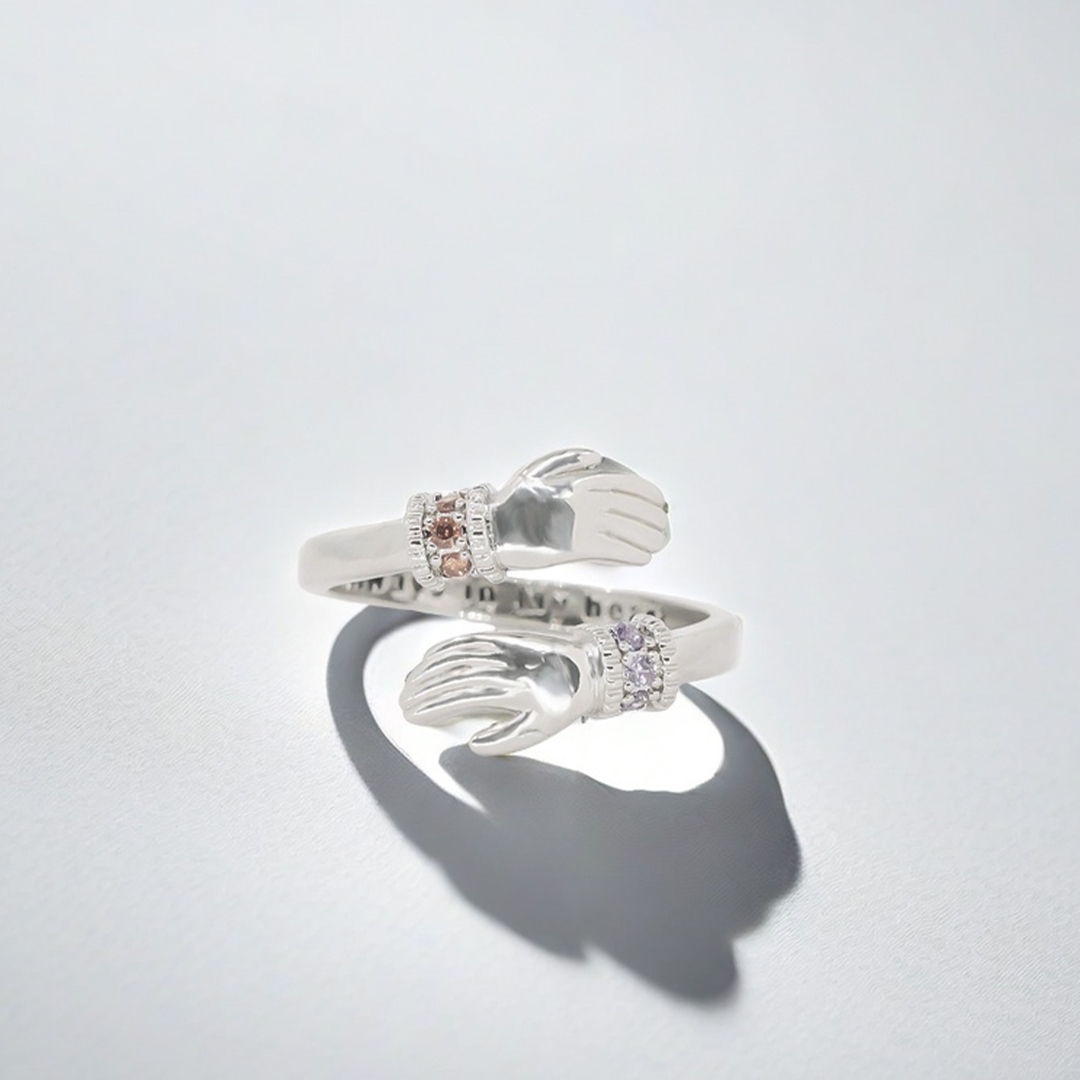 For Daughter - S925 Always Keep Me In Your Heart Custom Birthstone Hug Ring