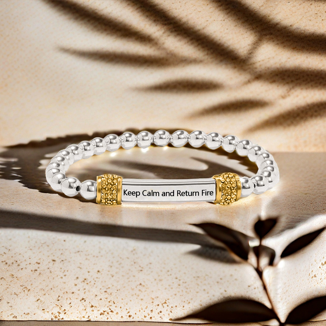Keep Calm and Return Fire Dainty diamond bead Bracelet
