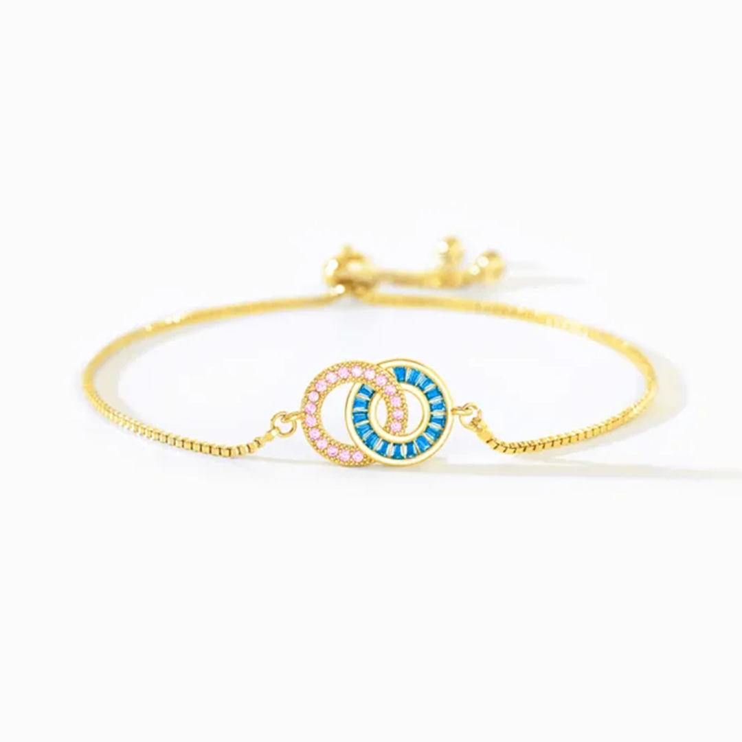 Mother & Daughter Customized Birthstones Circle Bracelet