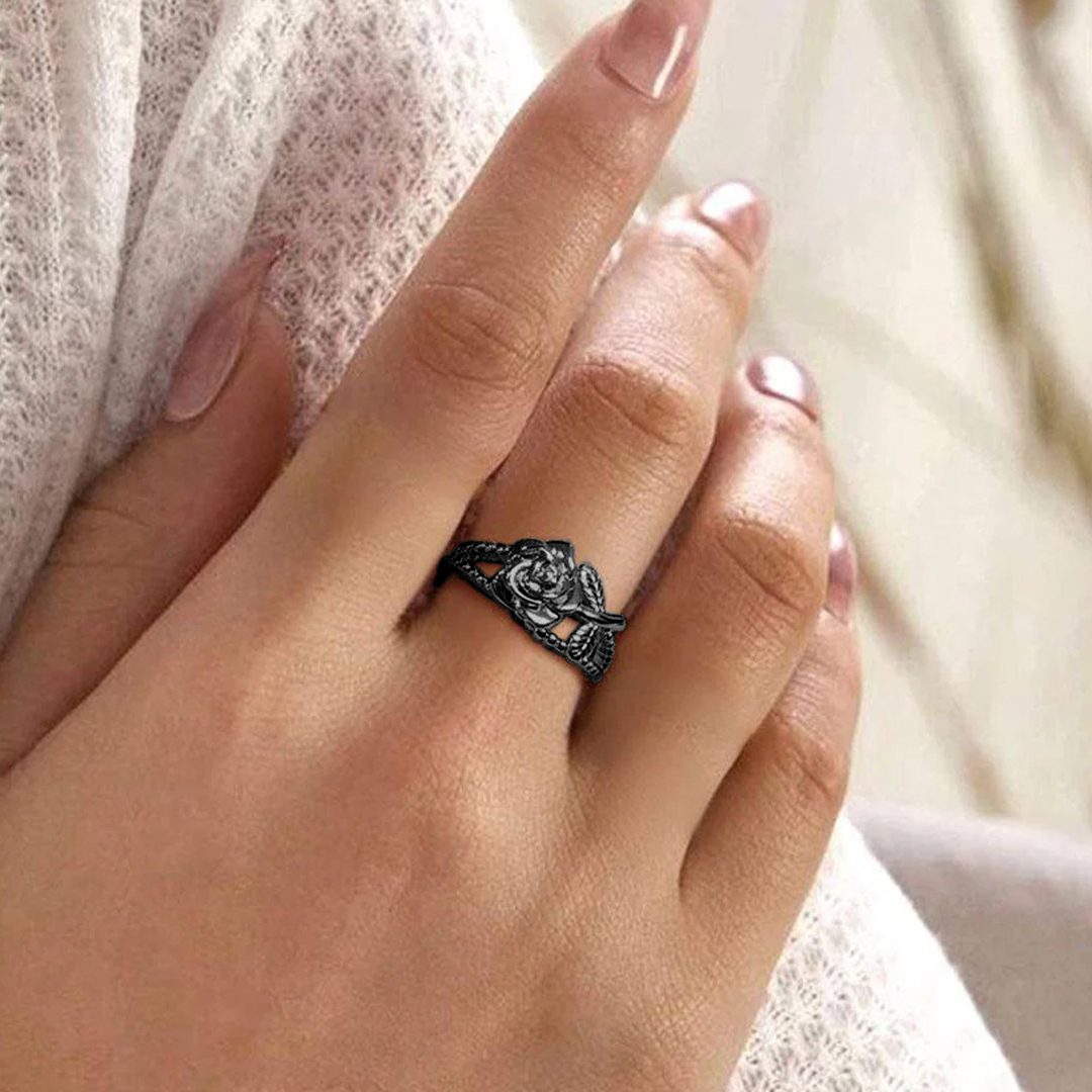 Strong As Fuck Black Rose Double Open Ring