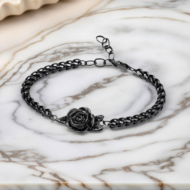Black rose stands for survival Ashes Bracelet