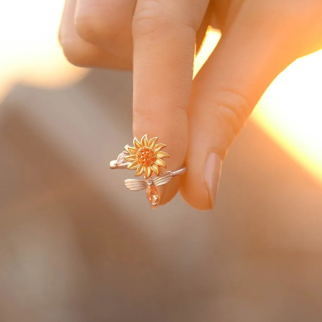 S925 Sunflower Fidget Ring