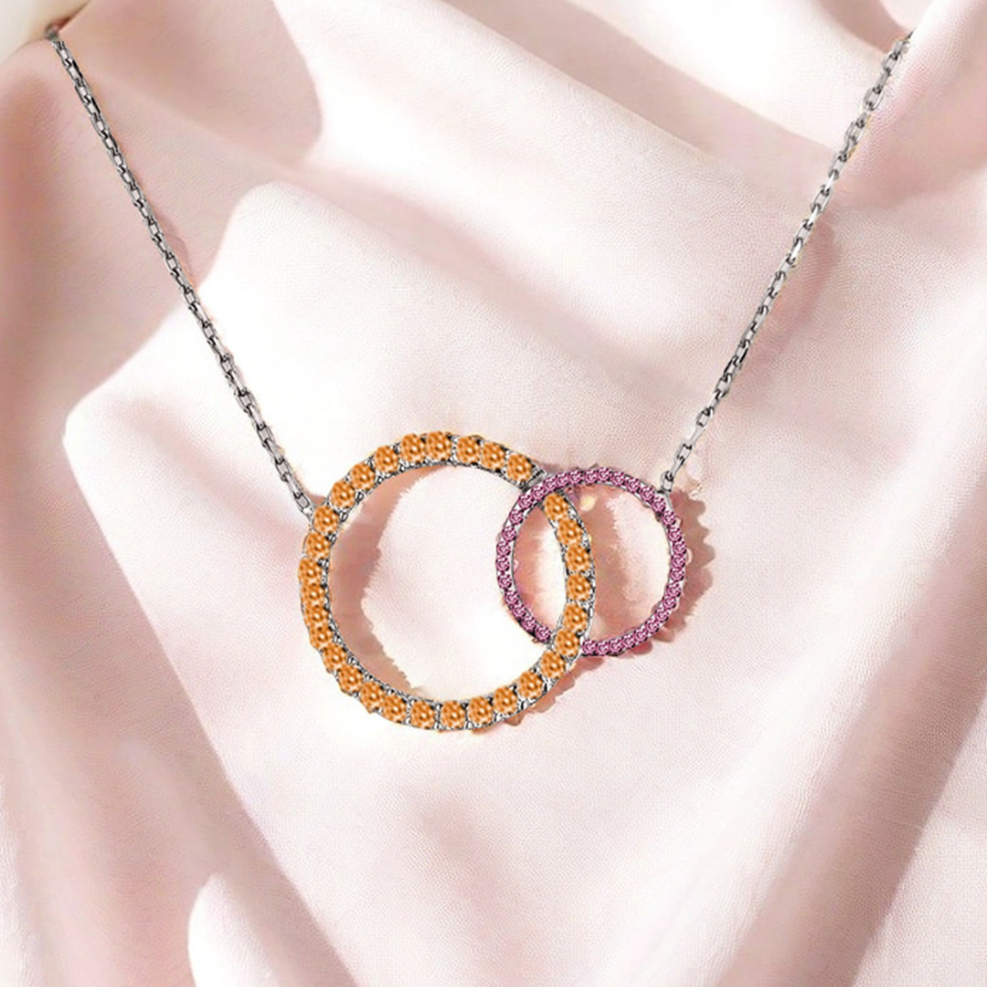 For Mother/Daughter - Customized Birthstones Interlocking Necklace
