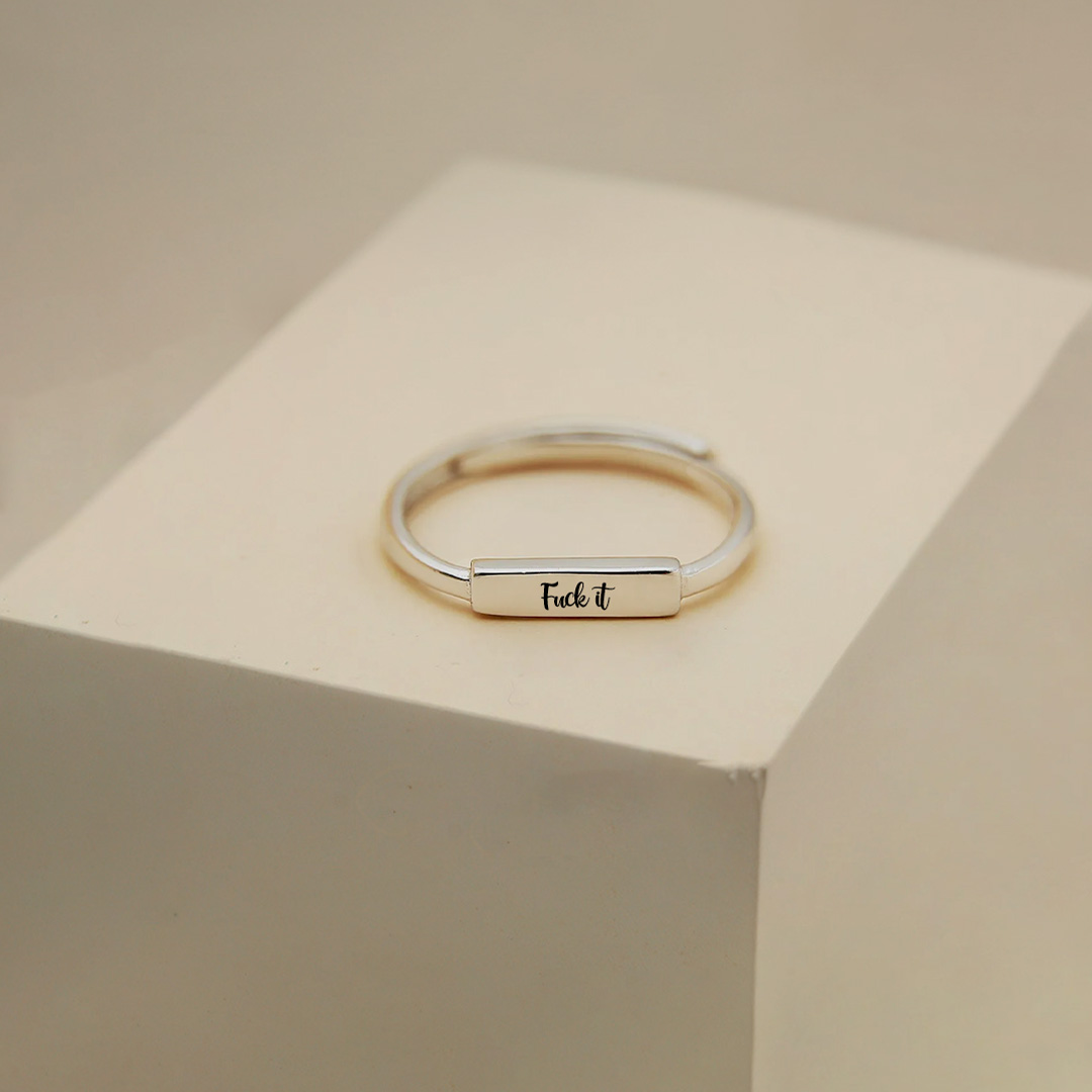 Fuck It Silver Bar Open Ring