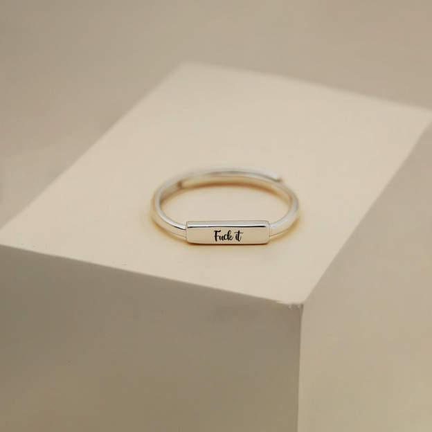 Fuck It Silver Bar Open Ring