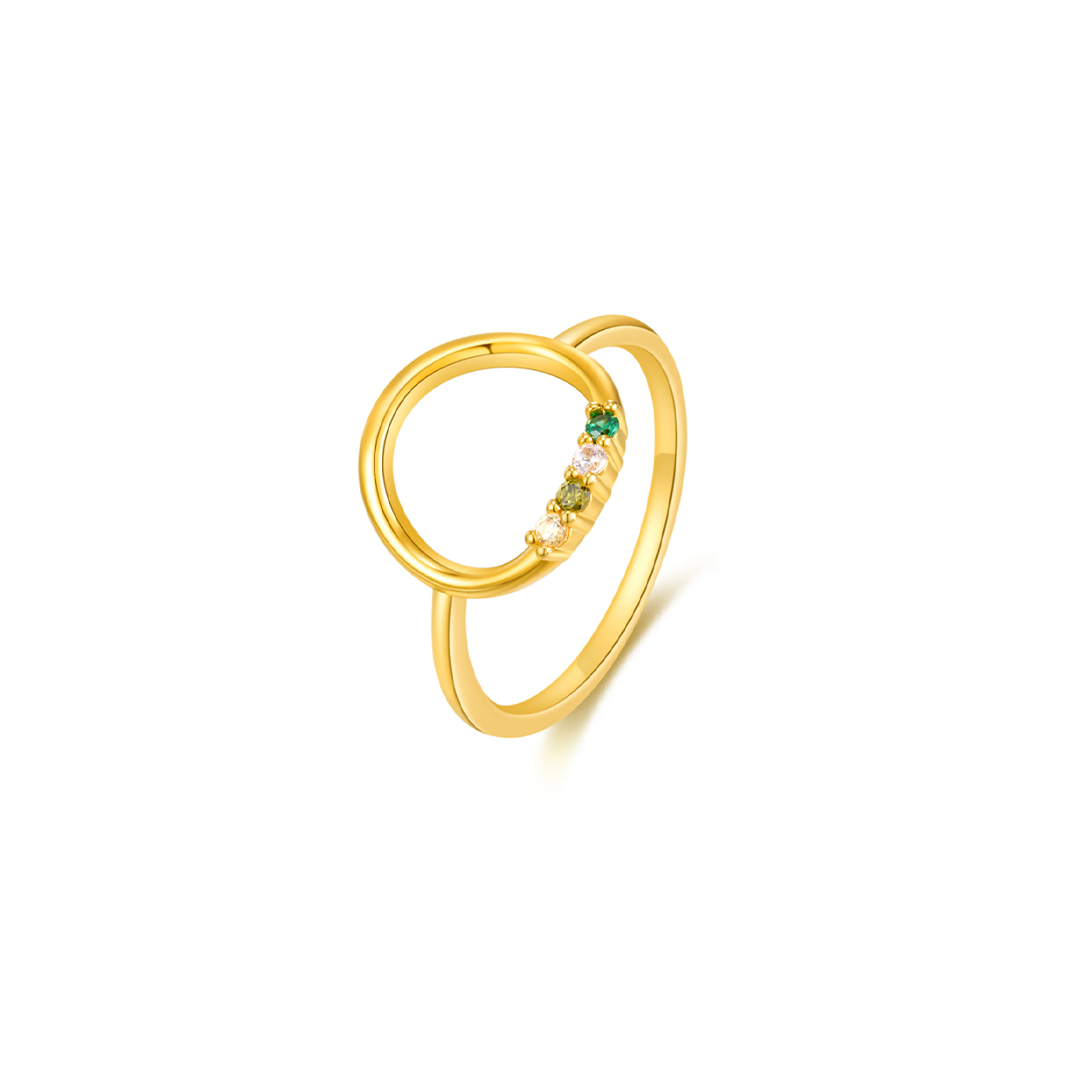 For Mom Grandma- Personalized 1-10 Family Birthstones Reunion Circle Women Ring 