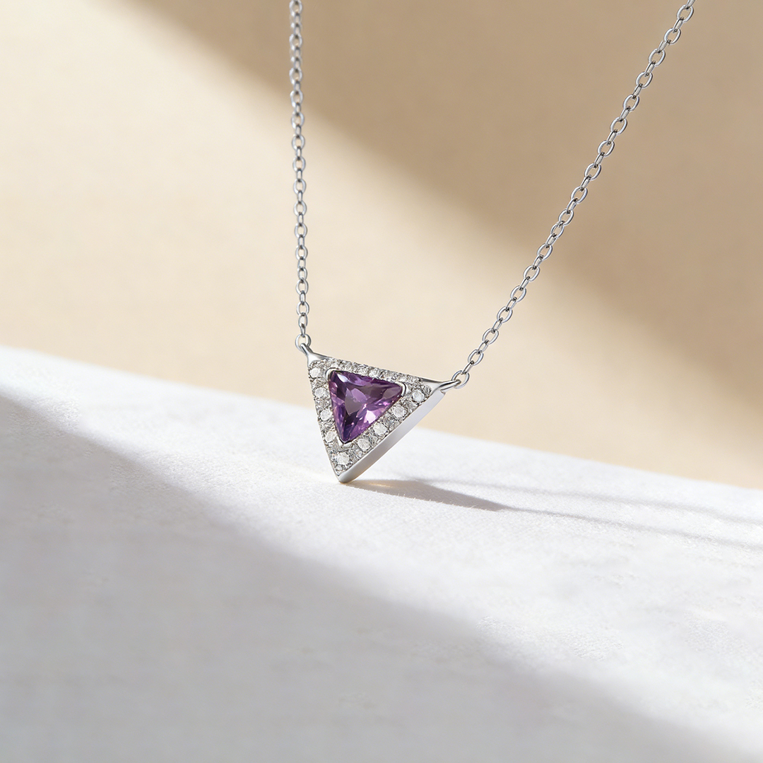 For Friend -S925 Badass Tribe Amethyst Triangle Necklace