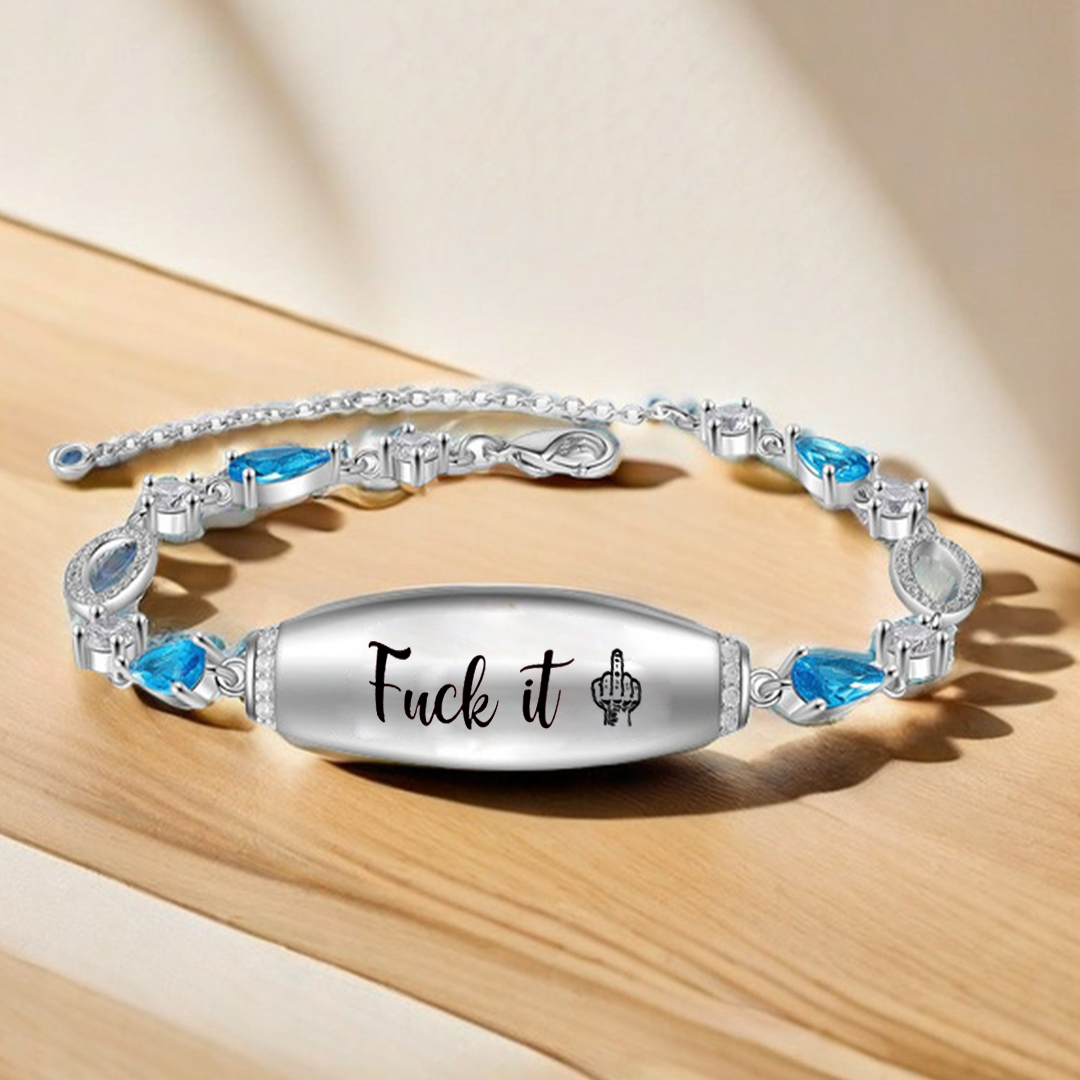 Fuck It Engraved Blue Diamond Bracelet