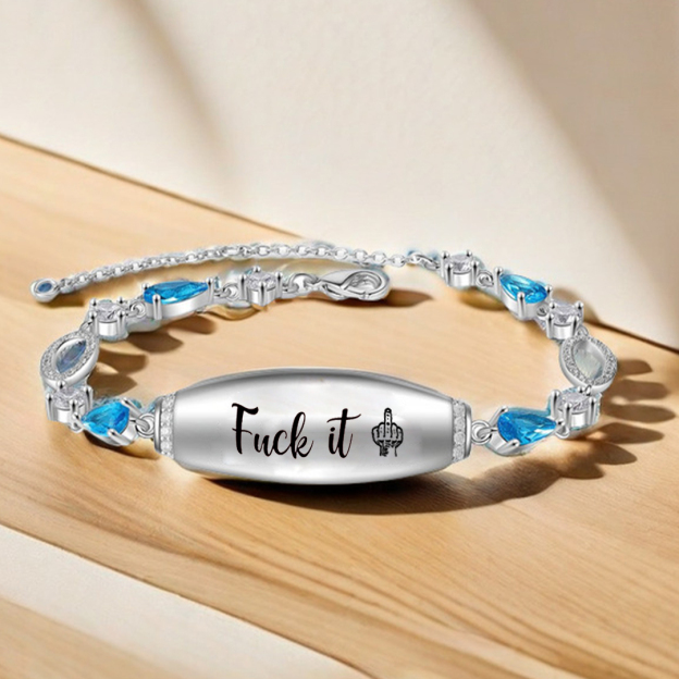 Fuck It Engraved Blue Diamond Bracelet