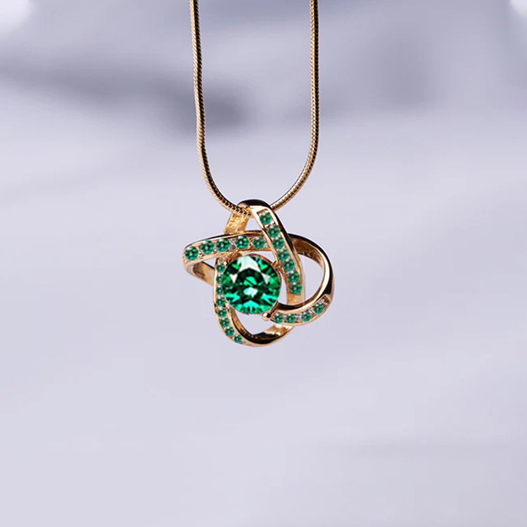 Irish Celtic Knot Emerald Necklace