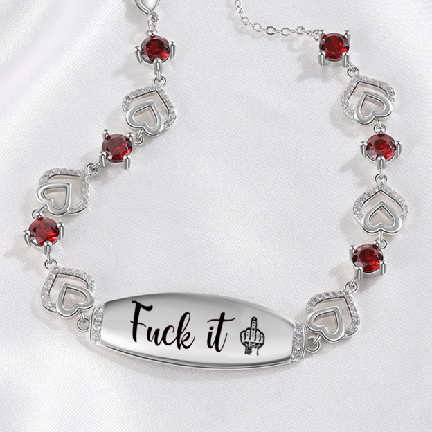 Fuck It Heart Red Circle Diamond Bracelet