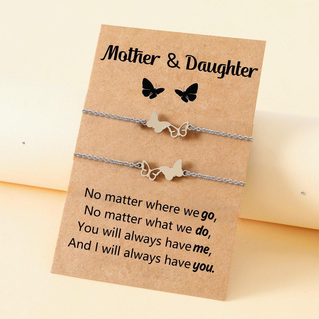 For Mother/Daughter - Butterfly Bracelets Set