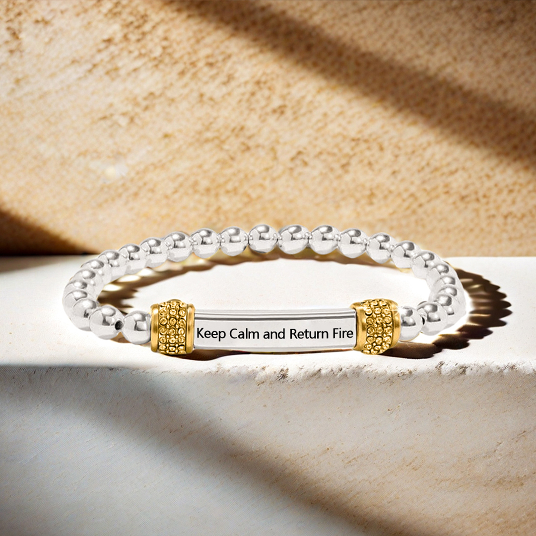 Keep Calm and Return Fire Dainty diamond bead Bracelet