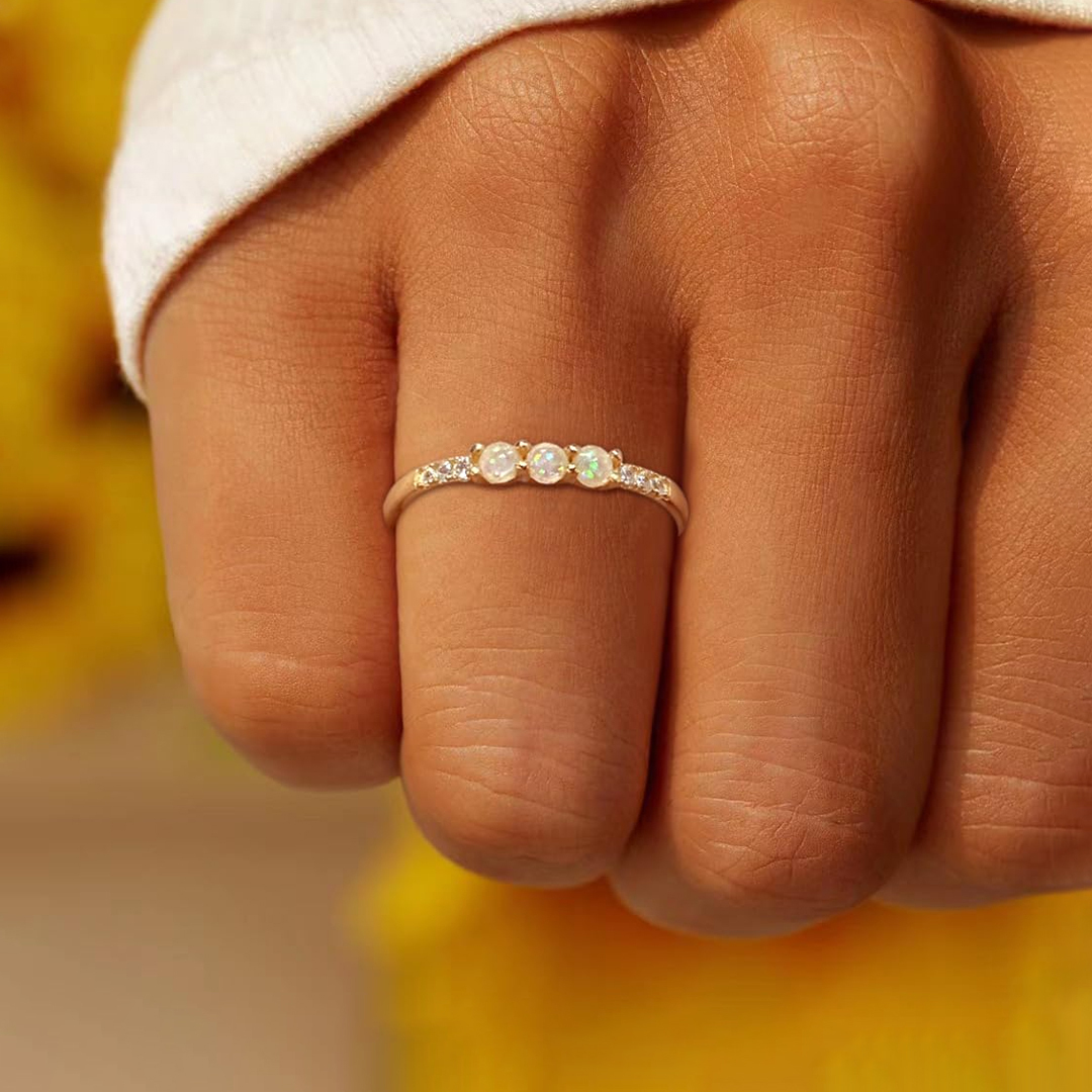 For Self - S925 Three Opals of Strength Ring