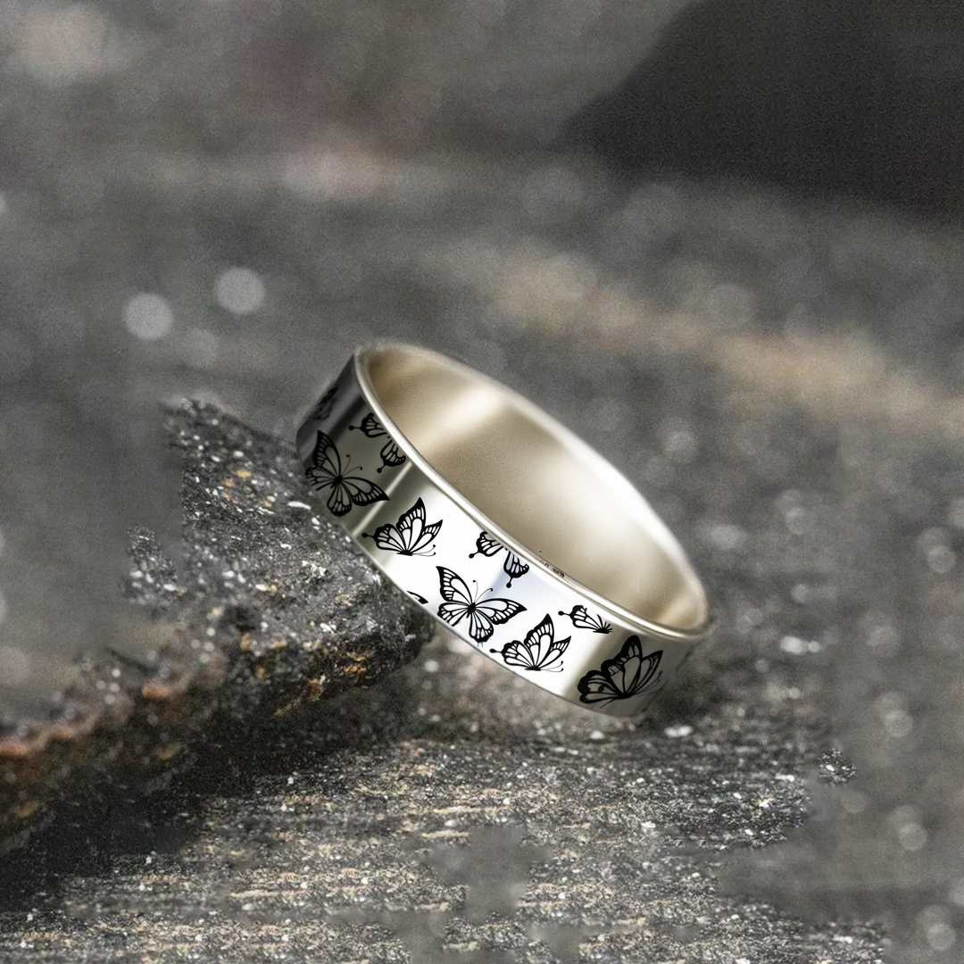 Butterfly stands for rebirth Ring