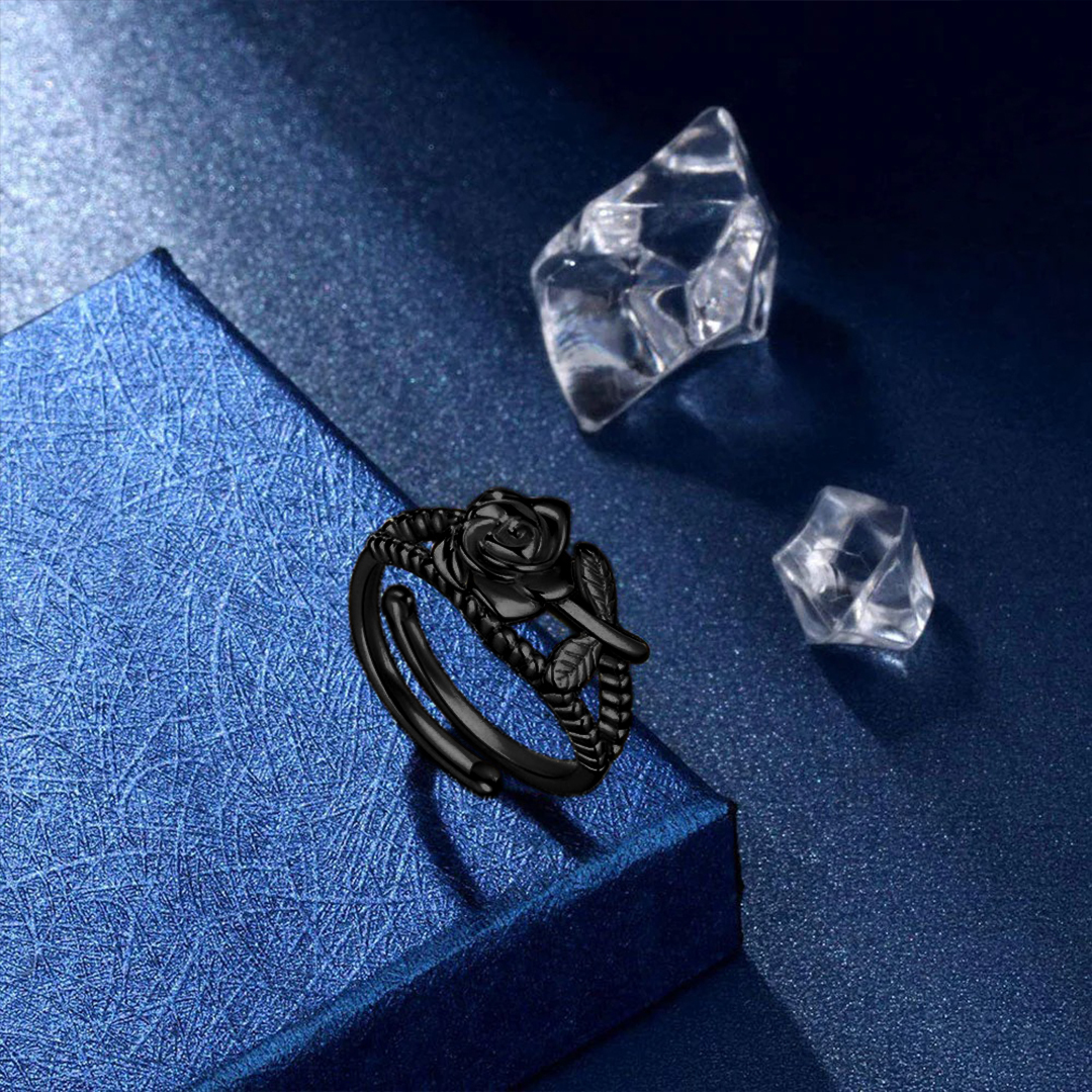 Strong As Fuck Black Rose Double Open Ring