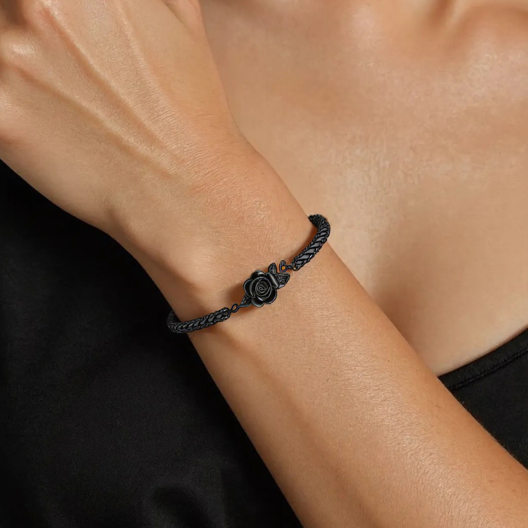 Black rose stands for survival Ashes Bracelet