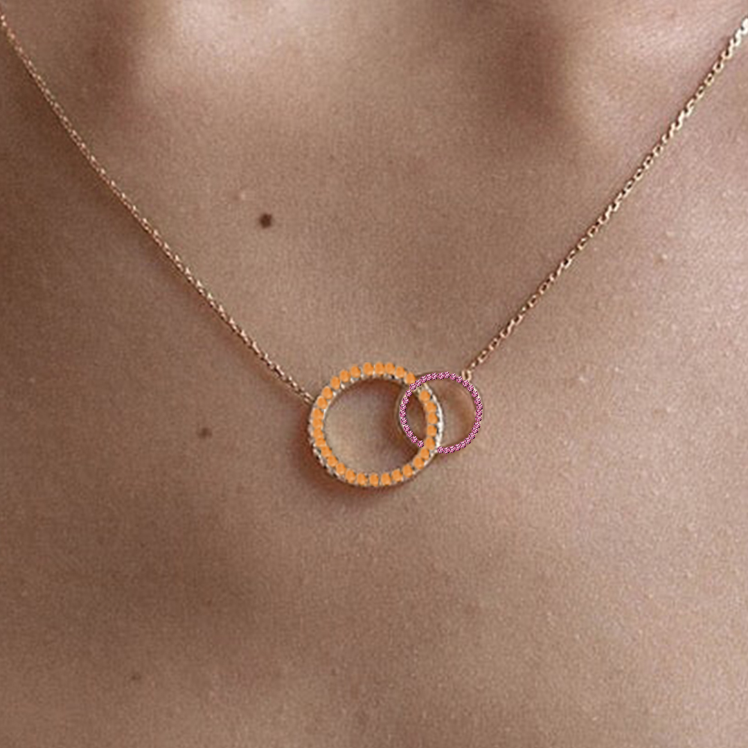 For Mother/Daughter - Customized Birthstones Interlocking Necklace