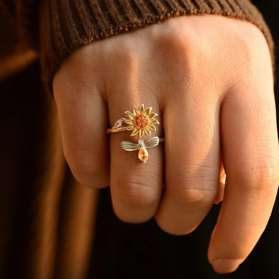 S925 Sunflower Fidget Ring