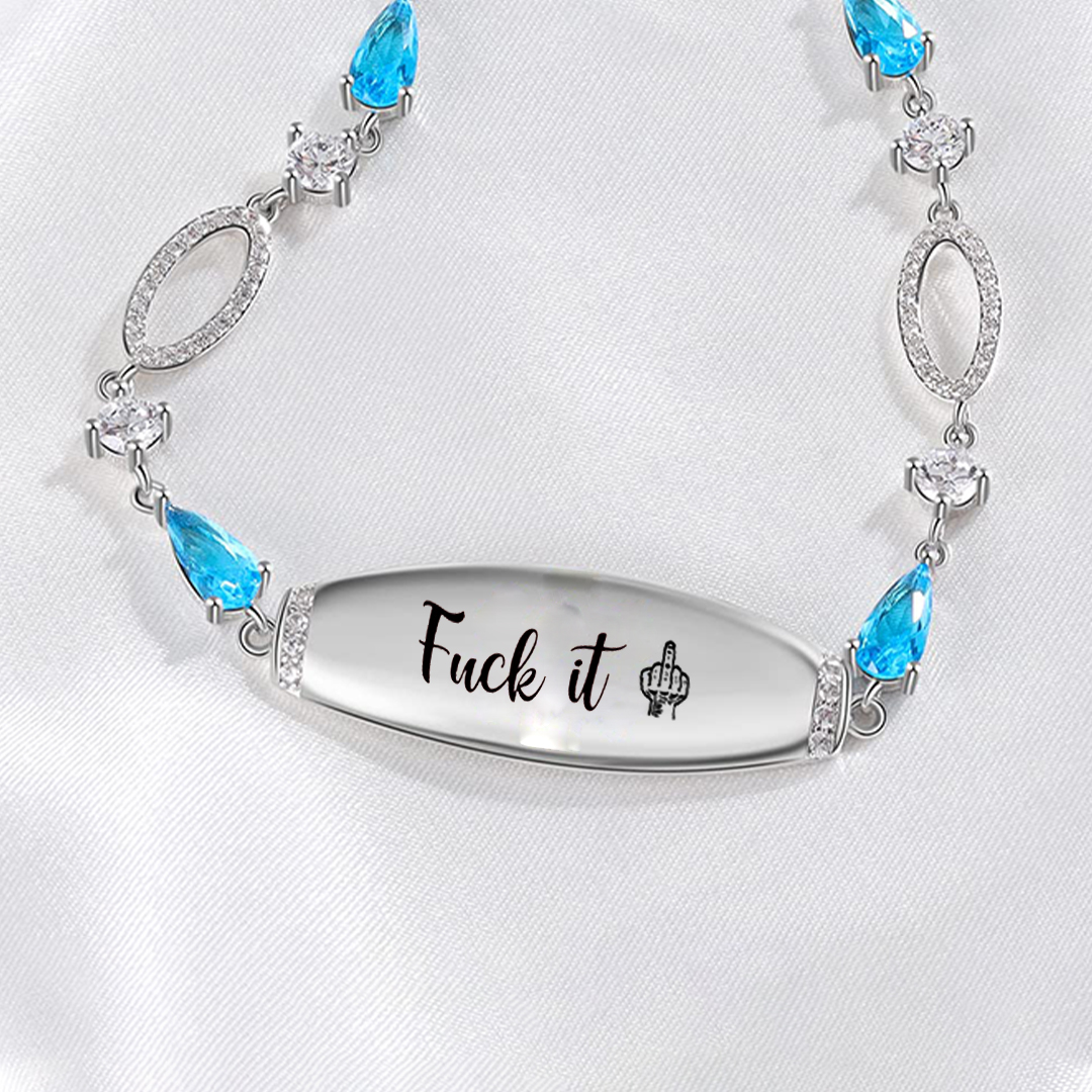 Fuck It Engraved Blue Diamond Bracelet