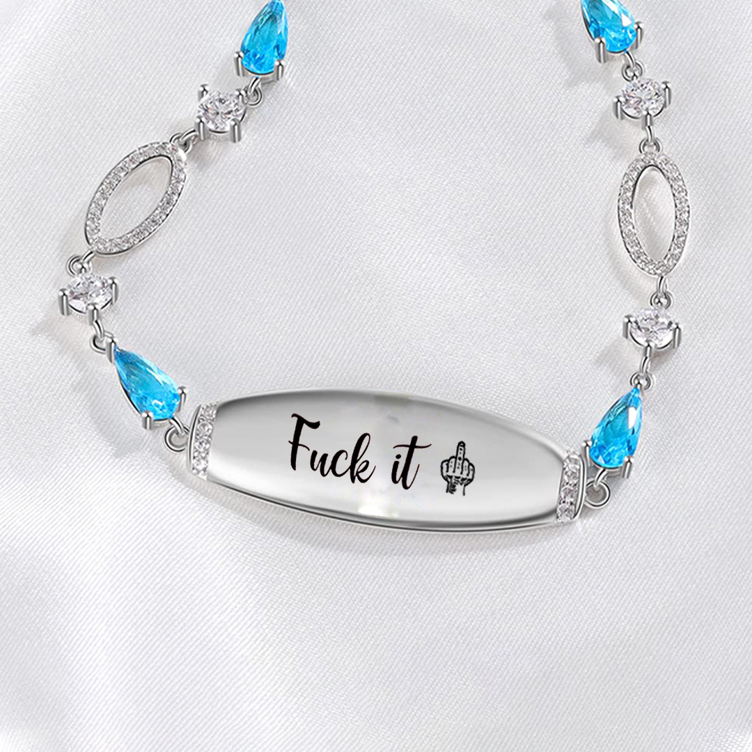 Fuck It Engraved Blue Diamond Bracelet