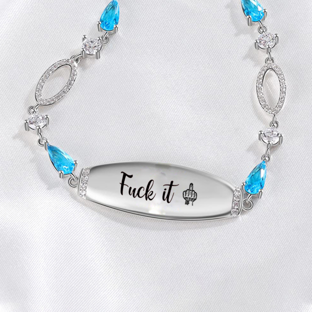 Fuck It Engraved Blue Diamond Bracelet