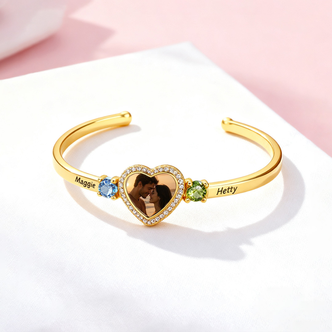 Custom Photo Birthstone Love Moment Carrying Bracelet