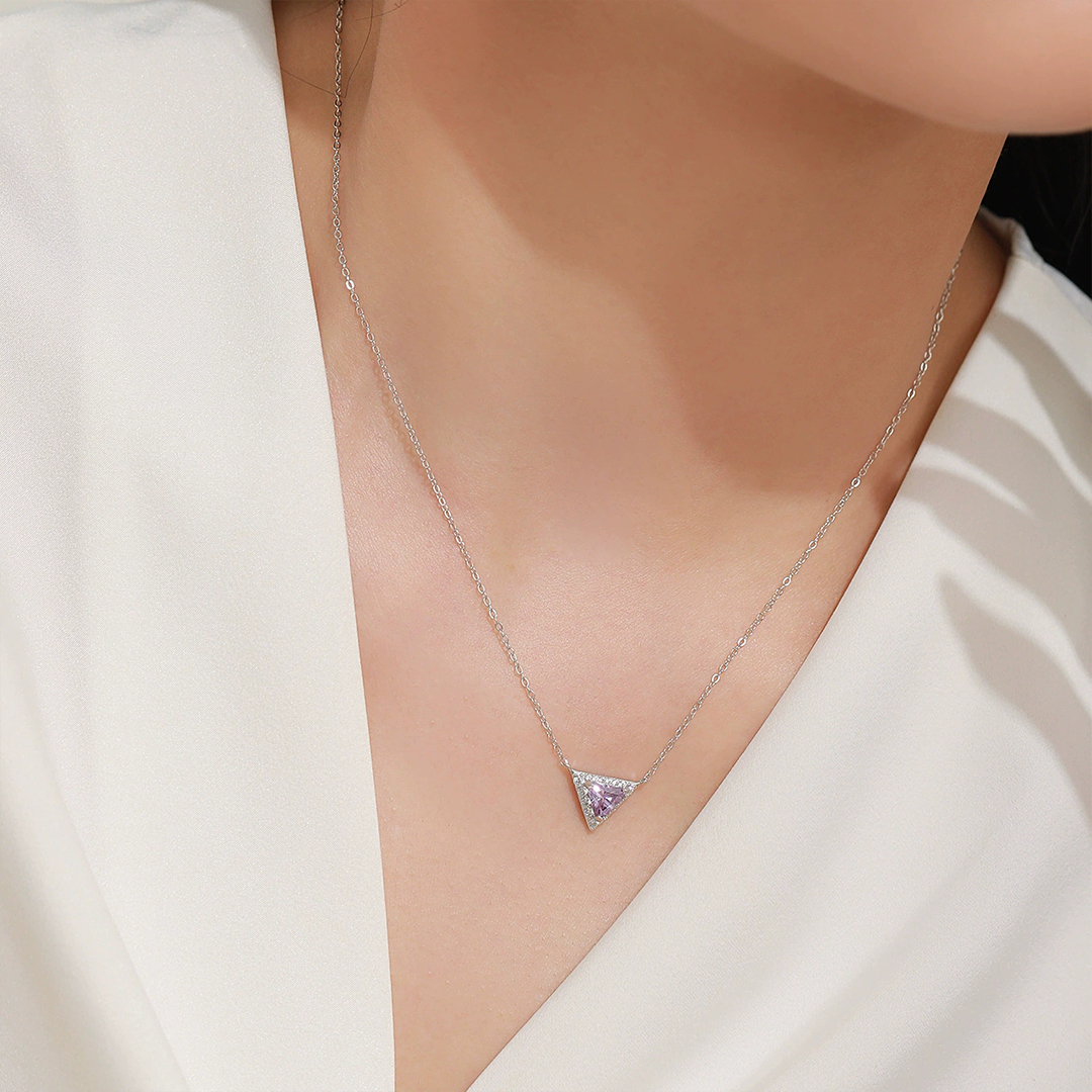For Friend -S925 Badass Tribe Amethyst Triangle Necklace