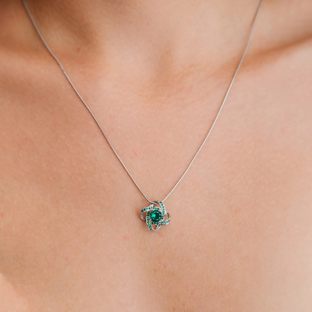 Irish Celtic Knot Emerald Necklace
