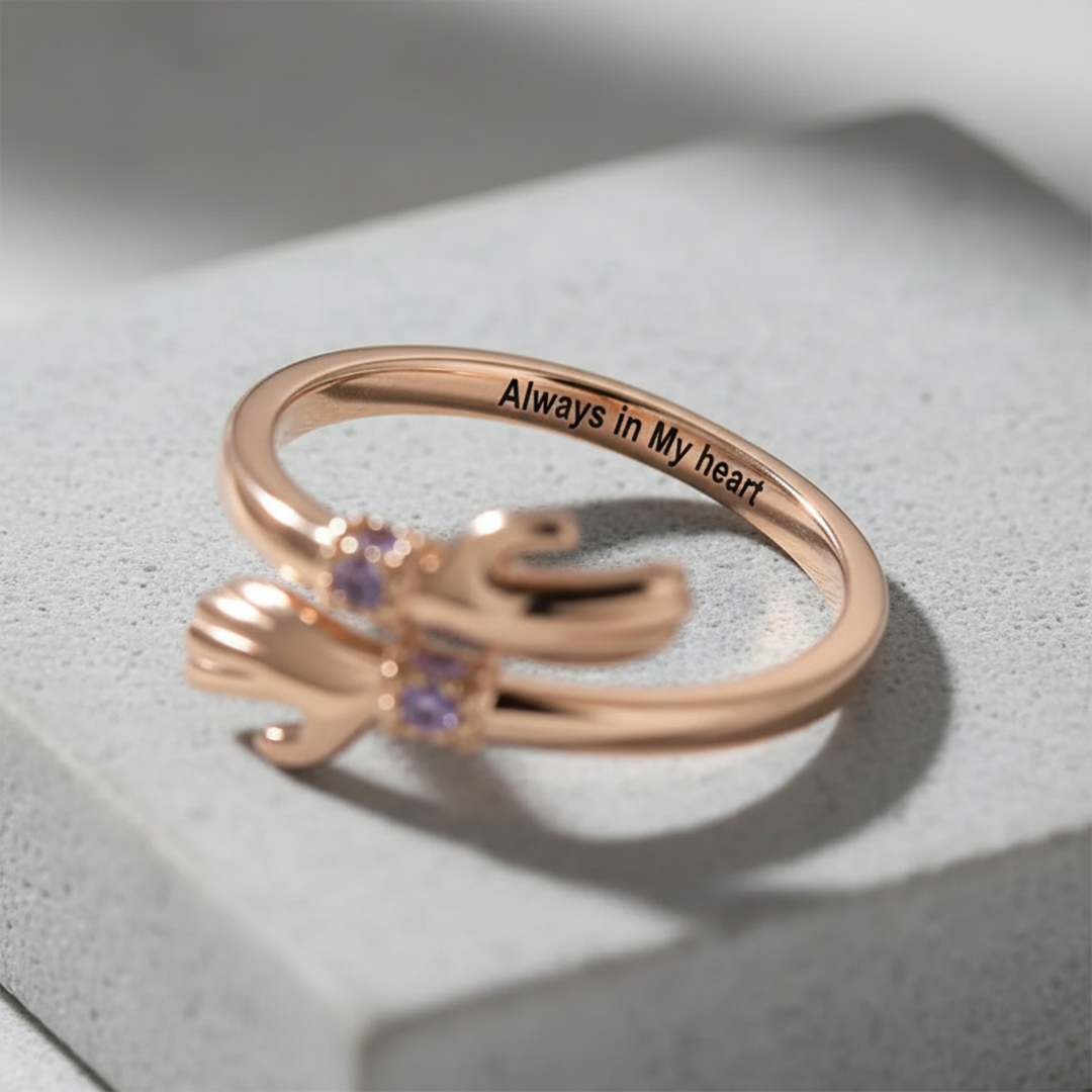For Mother - S925 Always Keep Me In Your Heart Custom Birthstone Hug Ring