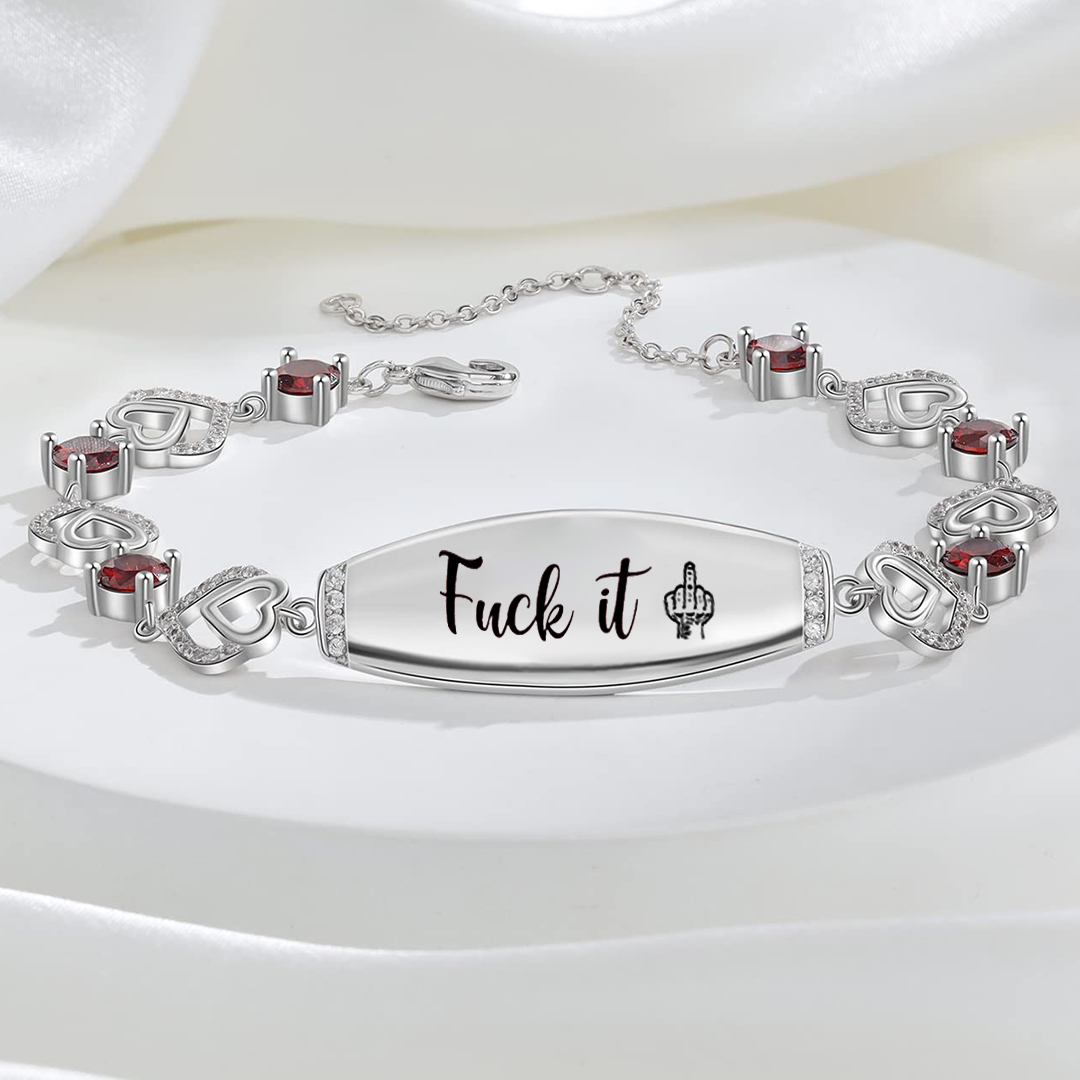 Fuck It Heart Red Circle Diamond Bracelet