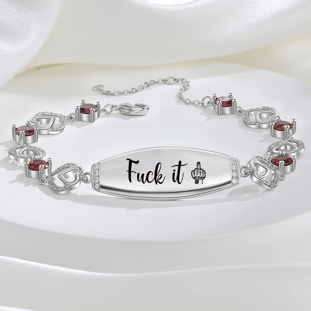 Fuck It Heart Red Circle Diamond Bracelet
