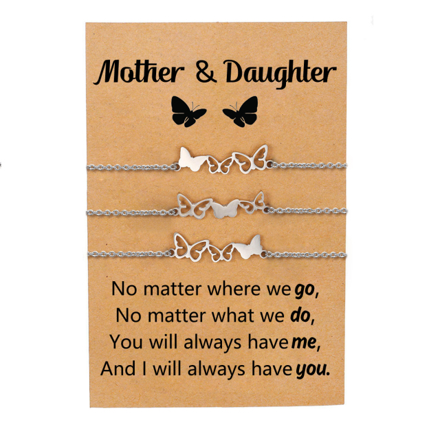 For Mother/Daughter - Butterfly Bracelets Set