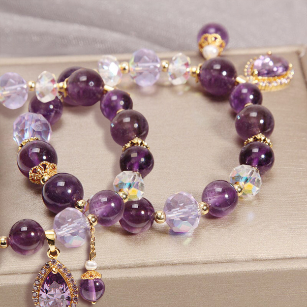 Amethyst Drop Beaded Bracelet